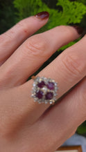 Load image into Gallery viewer, 6297 Vintage: 18ct Gold Rubies Diamonds Geometric Set Cocktail Ring- From 1977