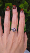 Load image into Gallery viewer, 6297 Vintage: 18ct Gold Rubies Diamonds Geometric Set Cocktail Ring- From 1977