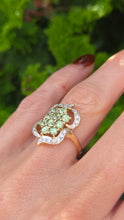 Load image into Gallery viewer, 6293 Vintage; 14ct Gold demantoid Garnets Diamonds Cocktail Cluster Ring