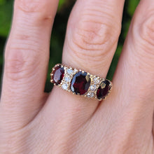 Load image into Gallery viewer, 6147- 9ct Gold Victorian Style Almandine Garnets Natural Diamonds Ring- From 1969