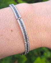 Load image into Gallery viewer, 2379: Vintage 9ct White Gold Black & White Natural Diamonds Bracelet (18cm)