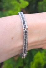Load image into Gallery viewer, 2379: Vintage 9ct White Gold Black & White Natural Diamonds Bracelet (18cm)
