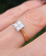 Load image into Gallery viewer, 6320 Vintage: 18ct Gold Princess cut Diamonds (0.6ct) Geometric Set Ring