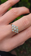 Load image into Gallery viewer, 2539: Vintage Petite 9 Cabochon Cut White Opals Flower Head Ring