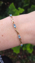 Load image into Gallery viewer, 2383: Vintage: 9ct Gold Swiss Blue Topaz Open Link Bracelet (18cm)