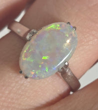Load image into Gallery viewer, 2469: Vintage 14ct White Gold Vibrant White Opal Solitaire Ring