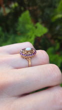 Load image into Gallery viewer, 0987: Vintage 16 Garnets Cabochon White Opal Openwork Ring