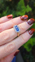 Load image into Gallery viewer, 6334: Vintage: 18ct Gold Cornflower Blue Sapphires 16 Diamonds Dress Ring- exquisite example. date mark 1992