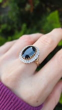 Load image into Gallery viewer, 0594: Vintage: 9ct Gold Australian Blue Sapphire 24 Diamonds Diana Cluster Ring