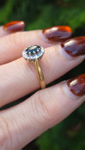 Load image into Gallery viewer, 6361 Vintage: 18ct Gold Green Garnet Diamonds Halo Cluster Ring- From 1972