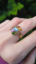 Load image into Gallery viewer, 6333: Vintage: 9ct Gold Abstract Multi-Gem Ring- fabulous colour array
