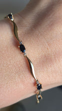 Load image into Gallery viewer, 2382: Vintage: 9ct Gold Blue Sapphires Natural Diamonds Link Bracelet (18cm)
