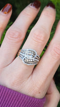 Load image into Gallery viewer, 6357: Vintage;: Statement 9ct Gold Champagne White Diamonds Cocktail Ring- FAB
