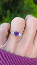 Load image into Gallery viewer, 2496: Vintage Exquisite 18ct Gold Amethyst Twin Round Full Cut Diamonds