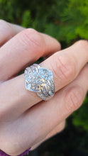 Load image into Gallery viewer, 2554: Vintage: 9ct White Gold 72 Natural Sparkling Diamonds Cocktail Ring