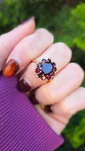 Load image into Gallery viewer, 6298 Vintage: 9ct Gold 11 Rich Red Garnets Cluster Ring- From 1968