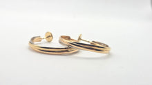 Load image into Gallery viewer, 2692: Vintage 18ct TRI Gold Yellow, Rose & White Gold Cartier Large Hooped Earrings- Pristine