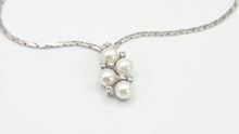 Load image into Gallery viewer, 2695: Vintage: 18ct White Gold Designer Link Diamonds Pearls Necklace -Pristine