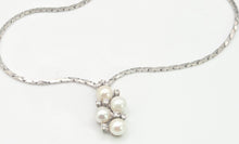 Load image into Gallery viewer, 2695: Vintage: 18ct White Gold Designer Link Diamonds Pearls Necklace -Pristine