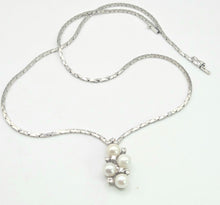 Load image into Gallery viewer, 2695: Vintage: 18ct White Gold Designer Link Diamonds Pearls Necklace -Pristine