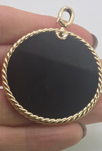 Load image into Gallery viewer, 2691: Vintage 18ct Gold (44mm) Reversible Mother of Pearl & Black Onyx Disc Pendant by David Yurman