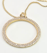 Load image into Gallery viewer, 2694 Vintage 18ct Gold (3.5ct) Diamond Disc Pendant (4.9cm) & Necklace