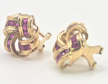 Load image into Gallery viewer, 2684: Vintage 9ct Gold Rubies Lovers Knot Stud Earrings- Reassuring weight