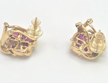Load image into Gallery viewer, 2684: Vintage 9ct Gold Rubies Lovers Knot Stud Earrings- Reassuring weight
