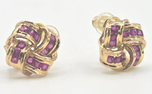 Load image into Gallery viewer, 2684: Vintage 9ct Gold Rubies Lovers Knot Stud Earrings- Reassuring weight