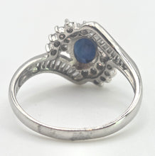 Load image into Gallery viewer, 2686: Vintage Platinum French Blue Sapphire 34 Diamonds Bypass Ring