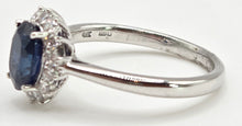 Load image into Gallery viewer, 2688: Vintage 18ct White Gold Cornflower Blue Sapphire Diamonds Daisy Cluster Ring