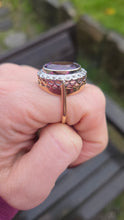 Load image into Gallery viewer, 1912- Vintage; 9ct Gold large Lilac Amethyst 20 Diamonds Diana Style Cluster Ring