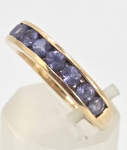 Load image into Gallery viewer, 2530 - 18ct Yellow Gold Violet Blue Tanzanites Half-Eternity/Stacker Ring
