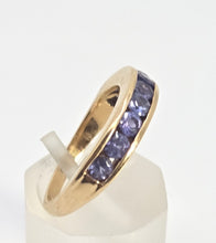 Load image into Gallery viewer, 2530 - 18ct Yellow Gold Violet Blue Tanzanites Half-Eternity/Stacker Ring