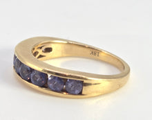 Load image into Gallery viewer, 2530 - 18ct Yellow Gold Violet Blue Tanzanites Half-Eternity/Stacker Ring