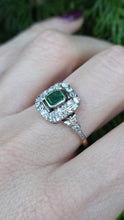 Load image into Gallery viewer, 2916: Vintage: Art Deco 18ct Gold Platinum Emerald 34 Natural Diamonds Panel Ring