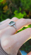 Cargar imagen en el visor de la galería, 7138 Vintage: Art Deco 18ct Gold Platinum Emerald 34 Natural Diamonds Panel Ring