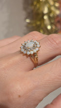 Load image into Gallery viewer, 2564: Vintage 9ct Gold 15 White Opals 12 Diamonds Cluster Ring