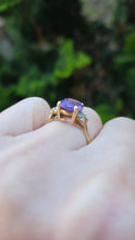 Load image into Gallery viewer, 2235 Vintage: 9ct Gold Cushion Cut Lilac Amethyst Diamond Dress Ring