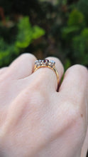 Load image into Gallery viewer, 6360 Vintage: 18ct Gold Almandine Garnet Diamonds 3-Stone Straight Ring
