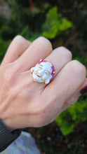 Load image into Gallery viewer, 6212 Vintage/Antique: (1940's) 18ct Gold Japanese Toshikane Porcelain Ring-
