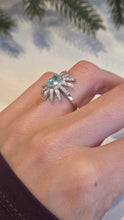 Load image into Gallery viewer, 1562: Vintage: 18ct White Gold Aquamarine Diamonds Starburst Ring- absolutely fabulous