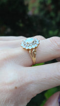 Load image into Gallery viewer, 2564: Vintage 9ct Gold 15 White Opals 12 Diamonds Cluster Ring