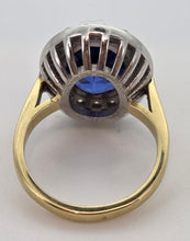 Load image into Gallery viewer, 2622: 18ct Gold Cornflower Blue Sapphire (10.65ct) Diamonds Diana Cluster Ring- Exceptional