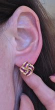 Load image into Gallery viewer, 2684: Vintage 9ct Gold Rubies Lovers Knot Stud Earrings- Reassuring weight