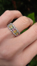 Load image into Gallery viewer, 2226: Vintage 9ct White goldGold Coloured Sapphires Diamonds Dress Ring