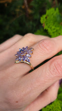 Load image into Gallery viewer, 2538: Vintage 9ct Gold Violet Blue Tanzanites Flower Head Ring