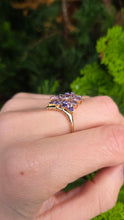 Load image into Gallery viewer, 2538: Vintage 9ct Gold Violet Blue Tanzanites Flower Head Ring