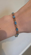 Load image into Gallery viewer, 2110: Vintage 9ct Gol Swiss Blue Topaz Diamonds Bracelet (18.5cm)