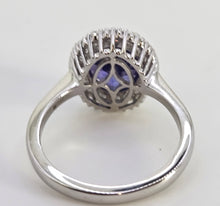 Load image into Gallery viewer, 2624: Vintage: Platinum Large Violet Tanzanite 48 Sparkling Diamonds Cluster Ring